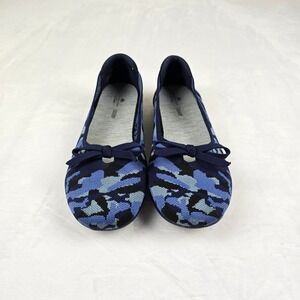 Clarks Womens‎ Ballet Flats Size 9 Blue Camouflage Knit Comfort Shoes